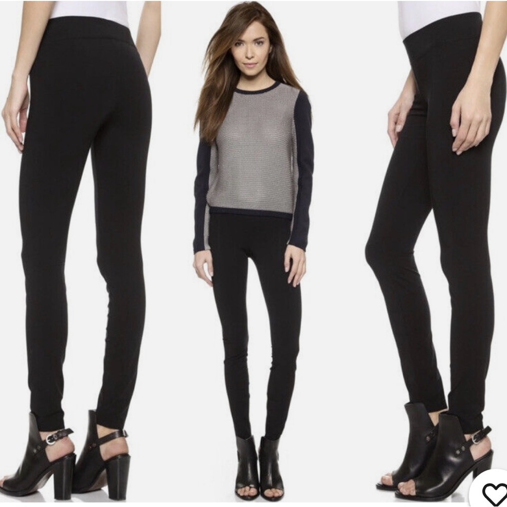 Helmut Helmut Lang Womens Elastic Waist Mid Rise Ankle Leggings Black Si…